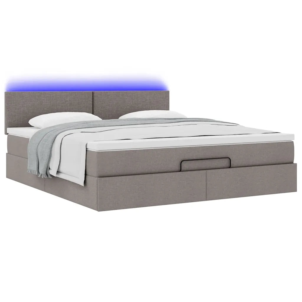 Struttura Letto Pouf con Materasso Tortora 160x200cm in Tessuto 3312240