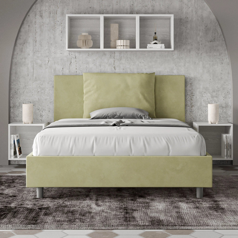 Letto Matrimoniale Large 180x200 cm con Rete e Contenitore Antea Tè Verde