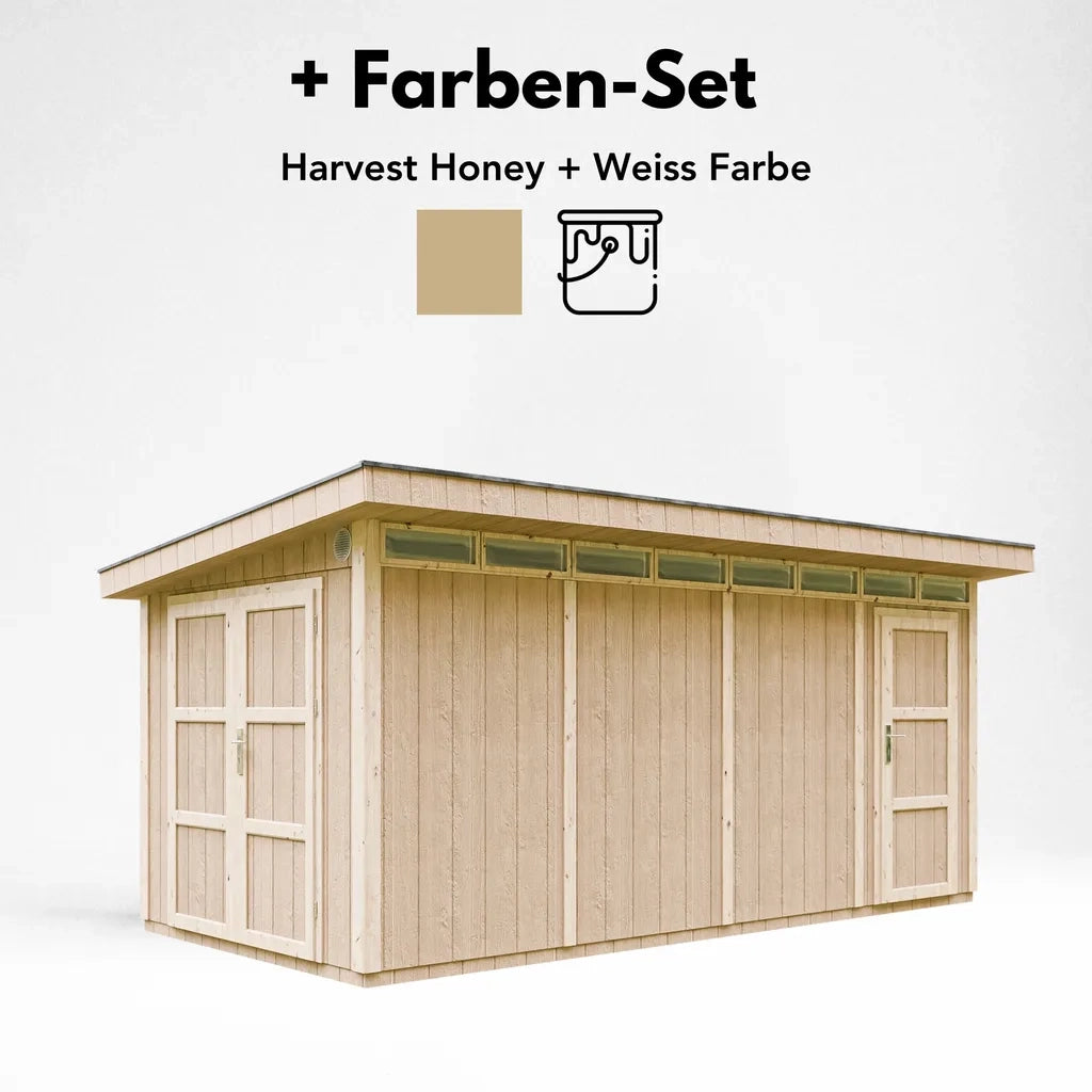 Casetta da Giardino di QUALIT? PREMIUM 8.52+2.95m?²-L530xW279cm - TIMBELA M905C-HARVEST HONEY