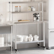 Tavolo Lavoro Cucina con Ripiano 110x55x150 cm Acciaio Inoxcod mxl 112128