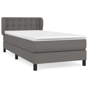 Letto singolo | Letto per adulti | Giroletto a Molle con Materasso Grigio 90x190 cm in Similpelle