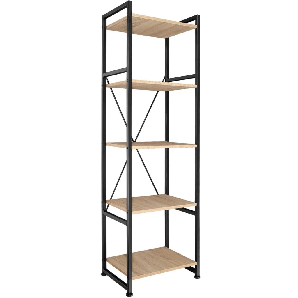 Libreria grande in stile industriale/vintage con 5 ripiani 151,5 cm beige 08_0000277