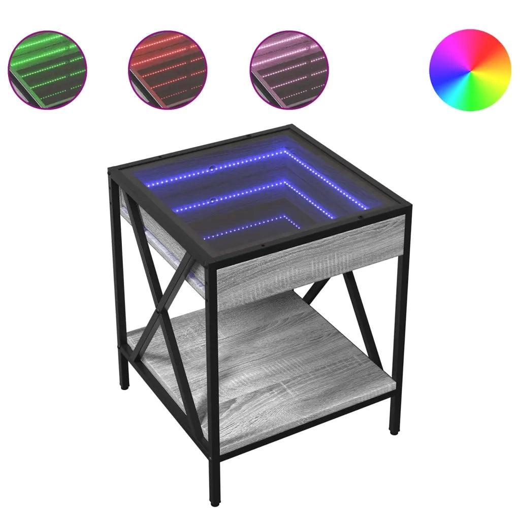 Comodino | Armadio da Notte | Mobiletto da notte con LED Infinity Rovere Sonoma 40x40x50 cm