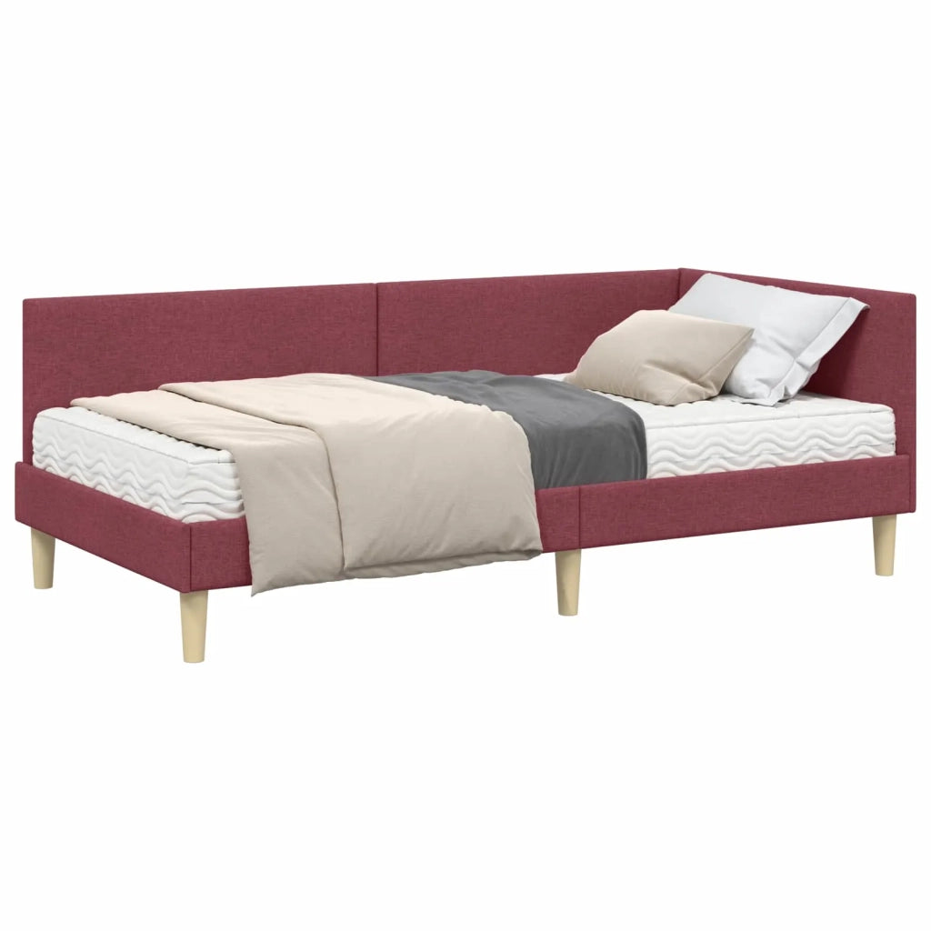 Struttura Letto Angolare con Materasso 2 pz-Giroletto con materasso Grigio Tessuto 392510