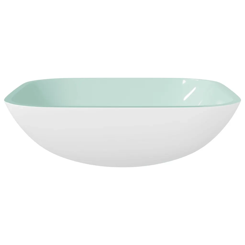 Lavandino in Vetro 42x42x14 cm Bianco 345254