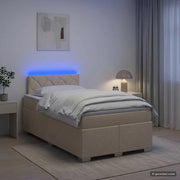 Letto con Box Spring, Materasso e LED Crema 120 x 200 cm 3451929