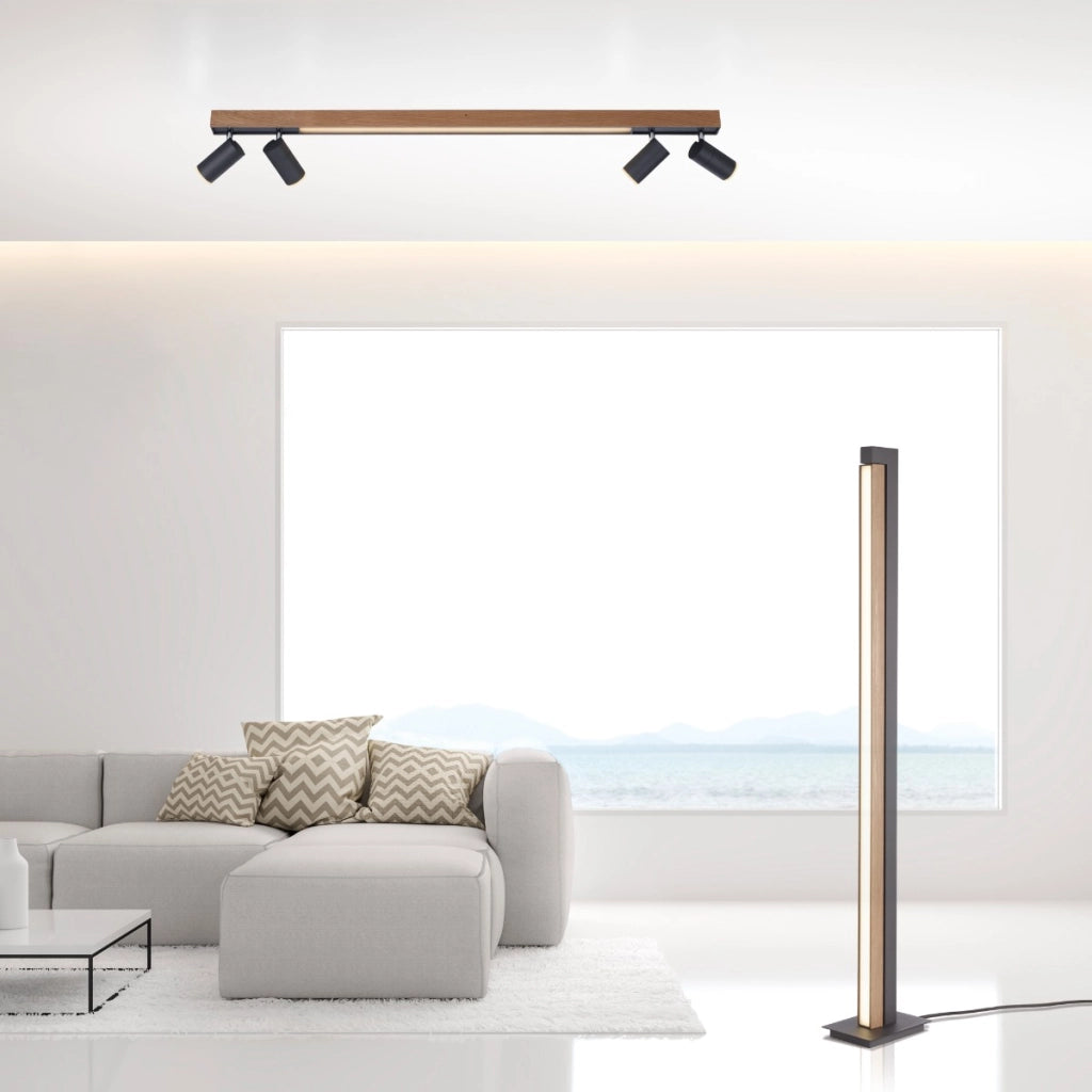 Plafoniera barra legno/nero 5 spot LED 25W Paul Neuhaus