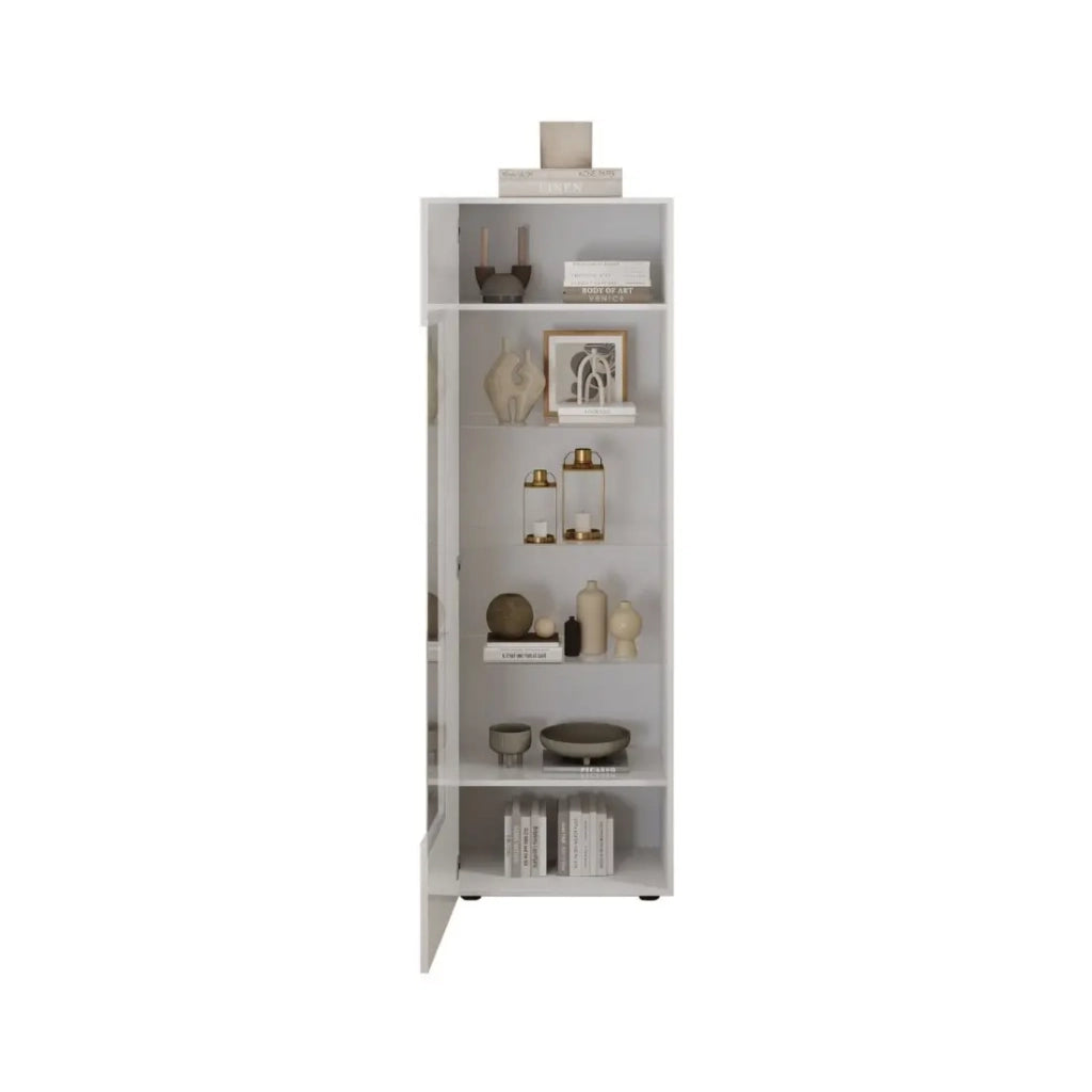 Vetrina SCENA – L60 x H187 x P42 cm – 1 porta – Bianco laccato lucido