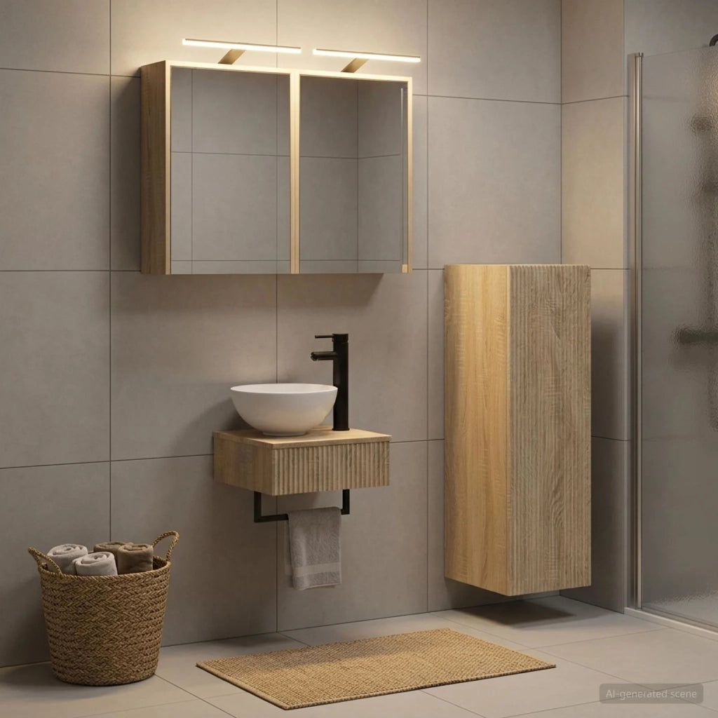 Set di Armadi da Bagno 4 pz Rovere Sonoma Legno ingegnerizzato 3407369