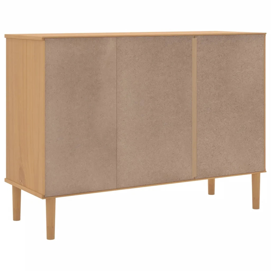 Credenza | Madia | Buffet da pranzo | Armadio da pranzo SENJA Aspetto Rattan 112x40x80 cm Legno Massello Pino