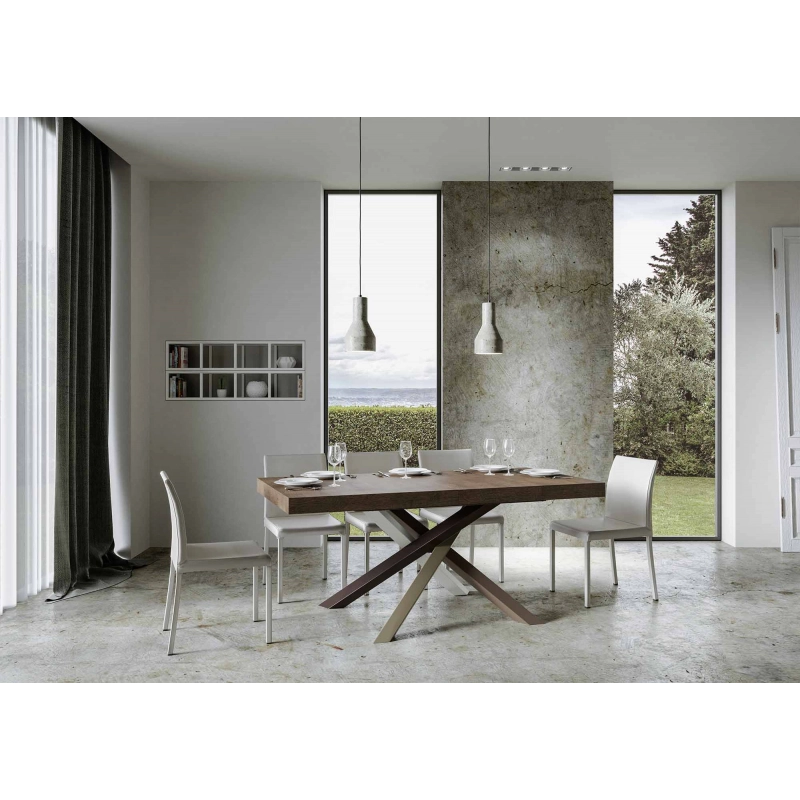 Tavolo allungabile 90x160/264 cm Volantis telaio gambe 4 colori (C) - Noce