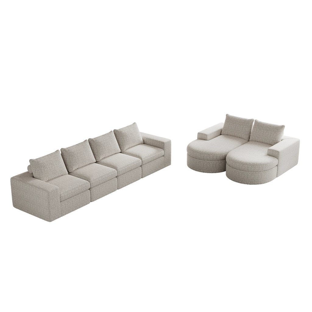Divano Angolare Modulare con Chaise Longue ¨C MINIMAL ¨C Chenille, 2 Posti