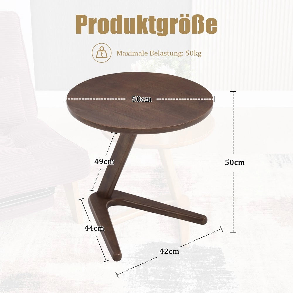 Tavolino da Salotto Rotondo in Legno Massello ¨C MINIMAL ¨C Design Moderno, Gambe in Metallo
