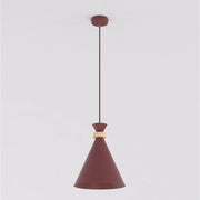 Lampada a sospensione Zero bordeaux con inserti in legno
