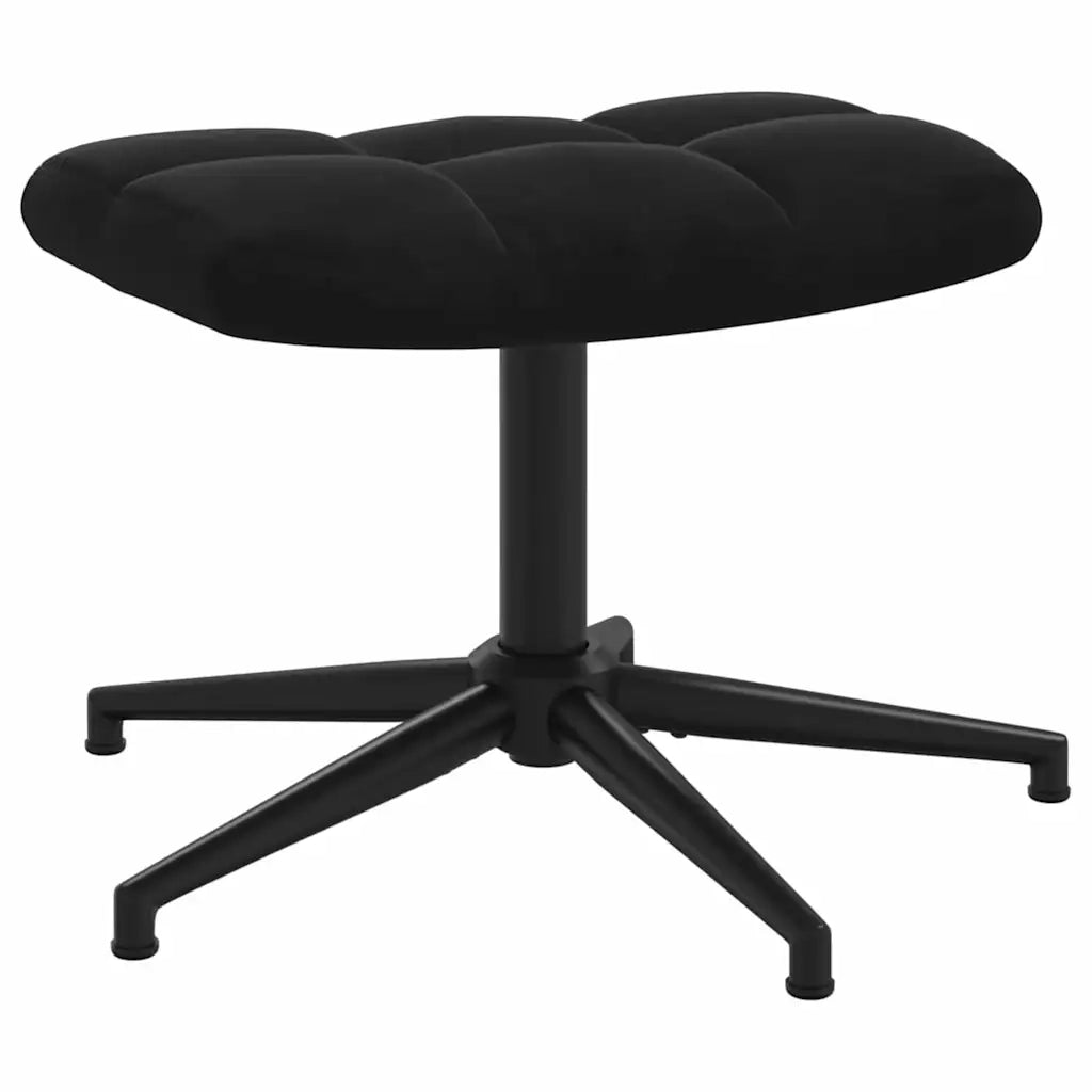 Divano Sedia-Poltrona Relax con Poggiapiedi Nero in Velluto 922345