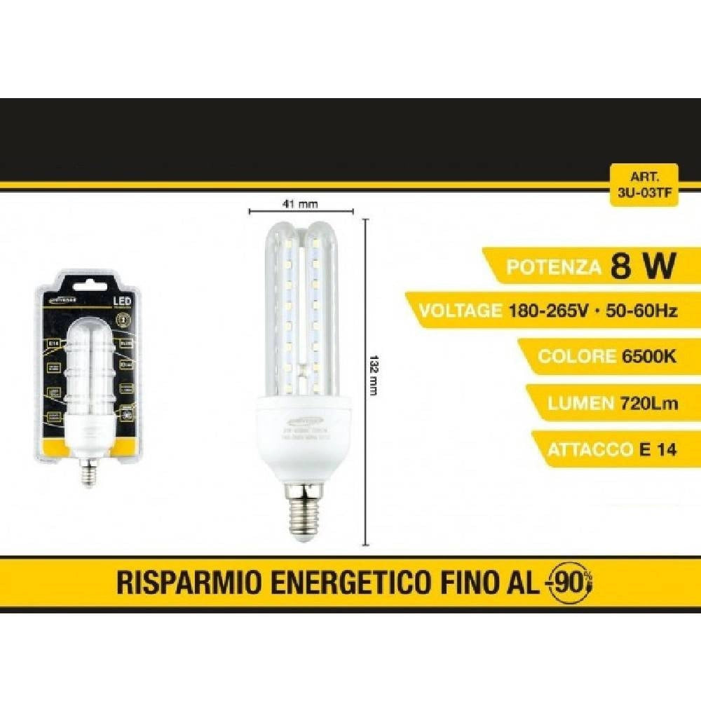 Trade Shop - Lampadina Led 3u E14 8 W Luce Fredda 6500k Naturale 4000k Calda 3000k 48d 3u03t - -bianco Freddo      -