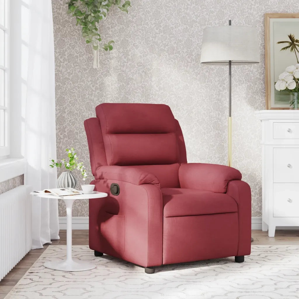 Poltrona Reclinabile in Tessuto Rosso Vino 373465