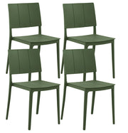 Set 4 Sedie In Polipropilene e Fibra Di Vetro Sedia Cucina Trattamento Uv Antiscolorimento Giardino Interno Esterno Moderne Robuste Resistenti Seduta Terrazzo Soggiorno Bar Ristorante Impilabili Livia-Verde