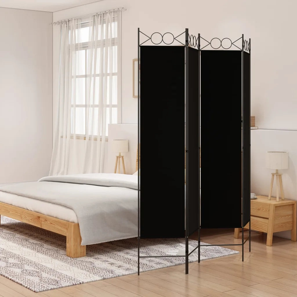 Divisorio a 4 Pannelli Nero 160x200 cm in Tessuto cod mxl 65890