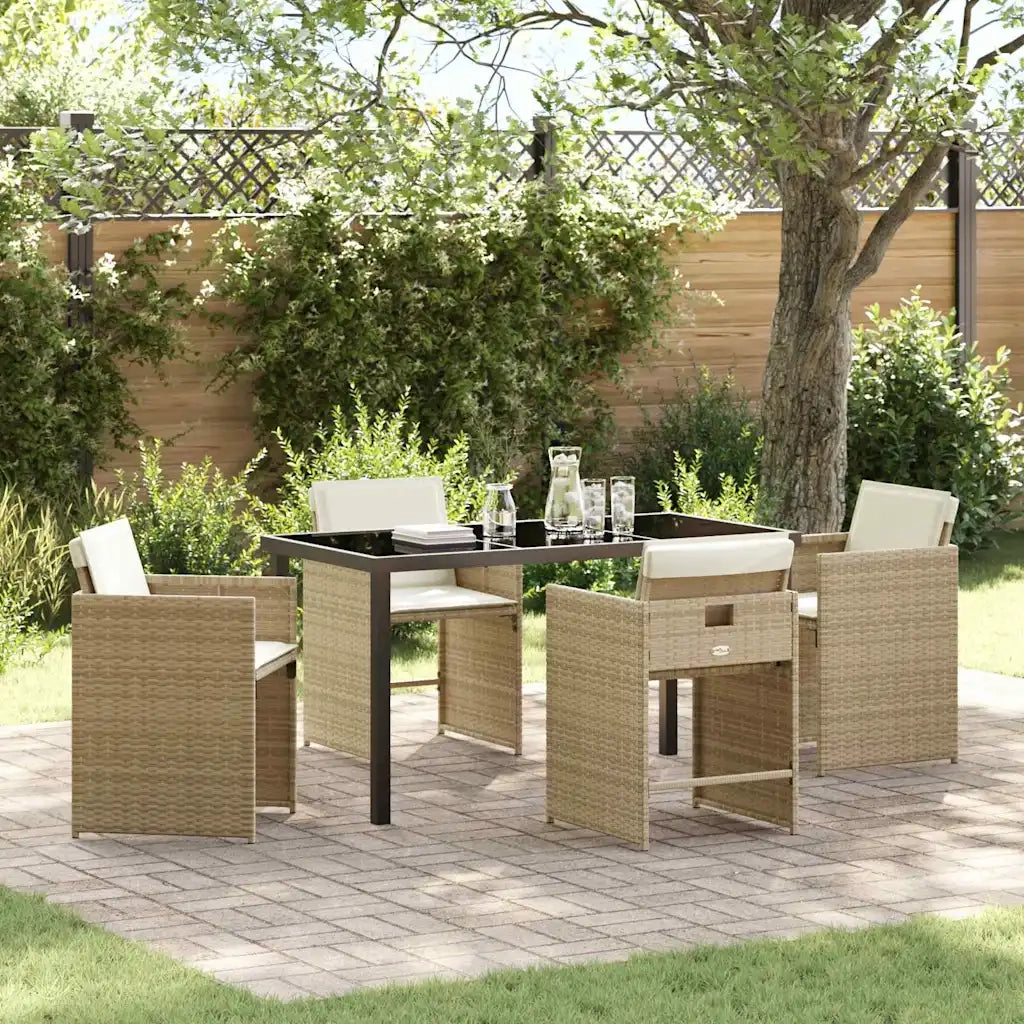 Set da Pranzo per Giardino 5 pcs Beige polyrattan 3380702