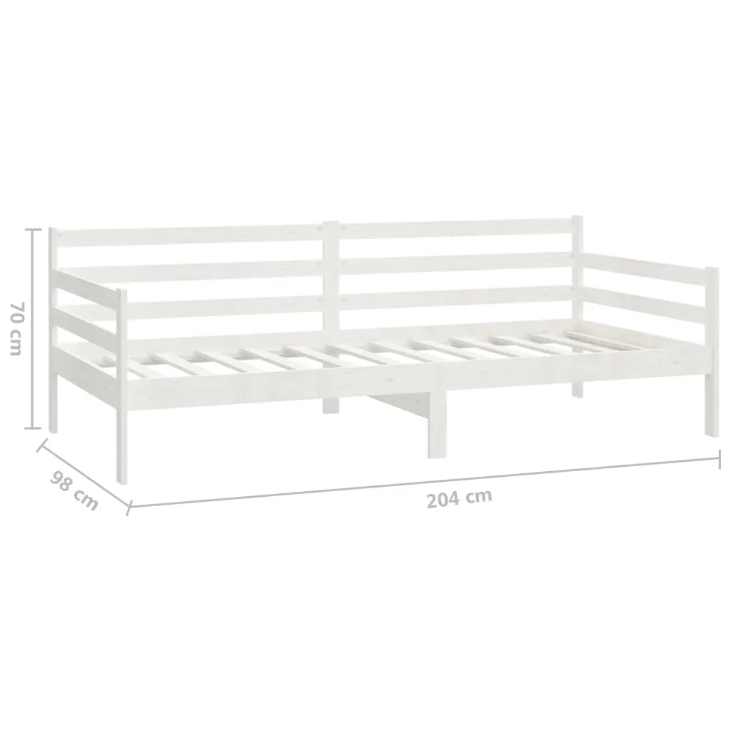 Divano Letto con Materasso 90x200 cm Bianco in Legno di Pino 3083590