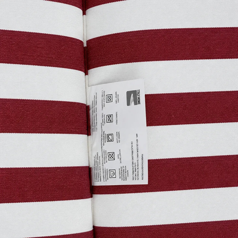 Cuscino per lettino da esterno 190x60 cm a righe con schienale reclinabile e laccetti in poliestere – Bordeaux/Bianco