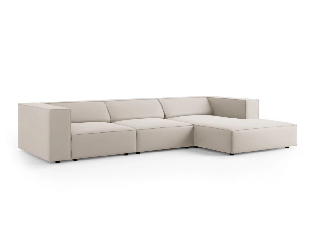 Cosmopolitan Design - Divano angolare destro "Arendal" 4 posti in velluto ecru 