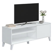 Mobile porta TV Viring, Credenza da soggiorno, Armadio basso per TV, Base parete attrezzata, 135x40 h50 cm, Bianco