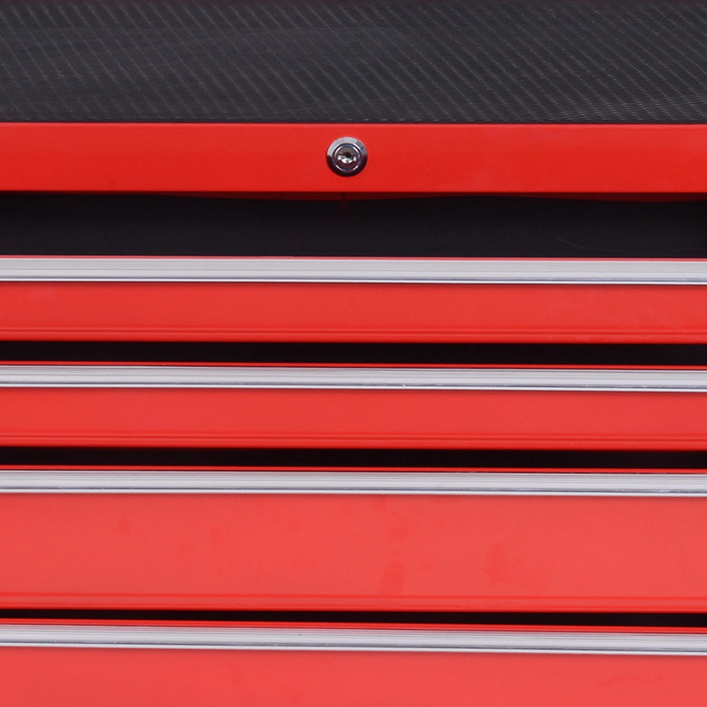 Carrello Portautensili 69x33x75 cm Rosso in Acciaio con 7 Cassetti, Serratura e 4 Ruote