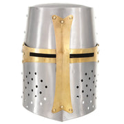 Elmo da Cavaliere Medievale Crociato Replica LARP Argento CFW6290669