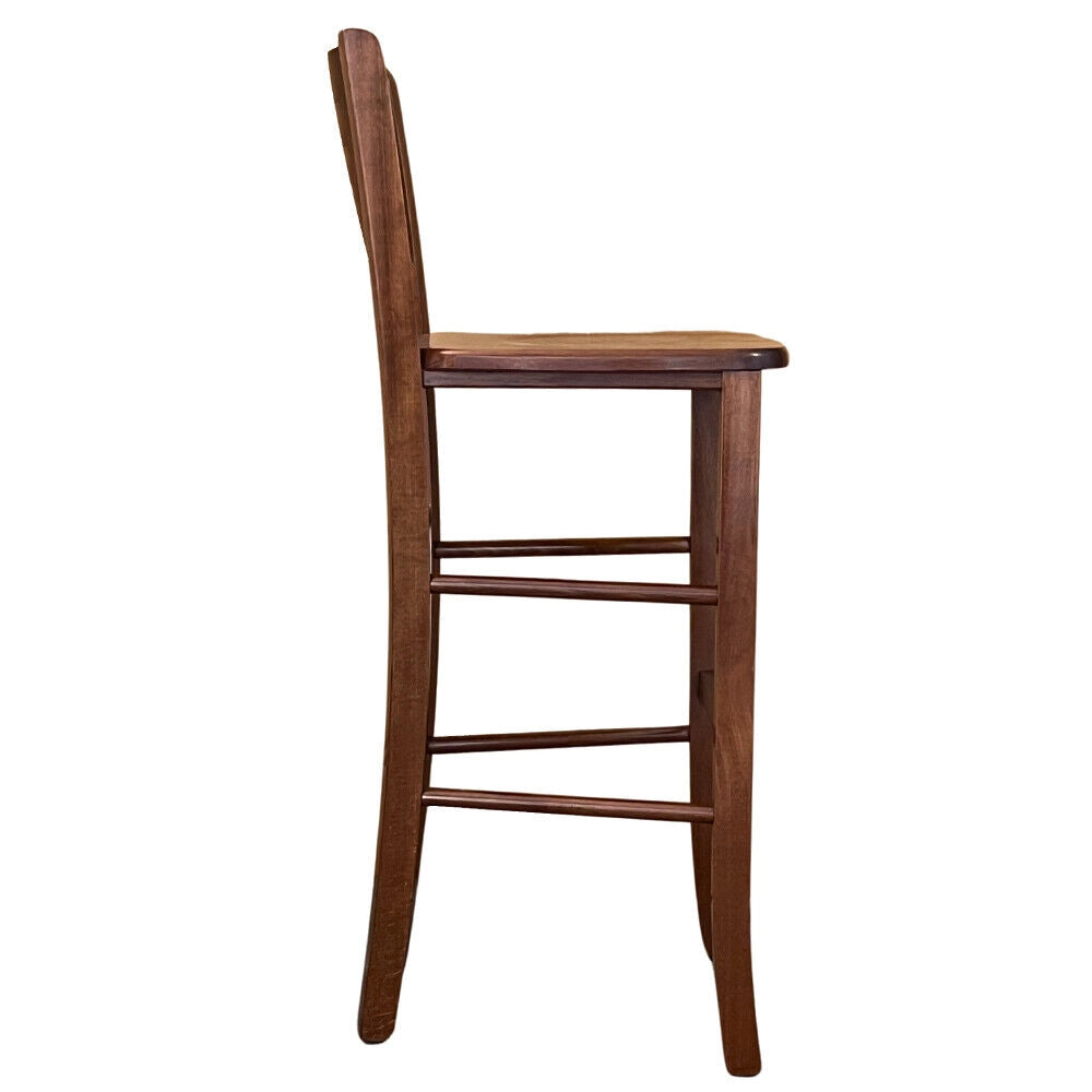 Sgabello alto bar lucy in legno noce scuro h 73 con seduta in massello