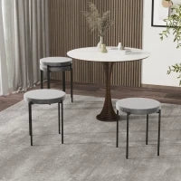 Set di 4 Sgabelli da Cucina Impilabili, Sedie da Pranzo con Seduta Imbottita, Rivestimento in Velluto, per Cucina Sala da Pranzo, Metallo, 41,5 x 41,5 x 46 cm, Grigio