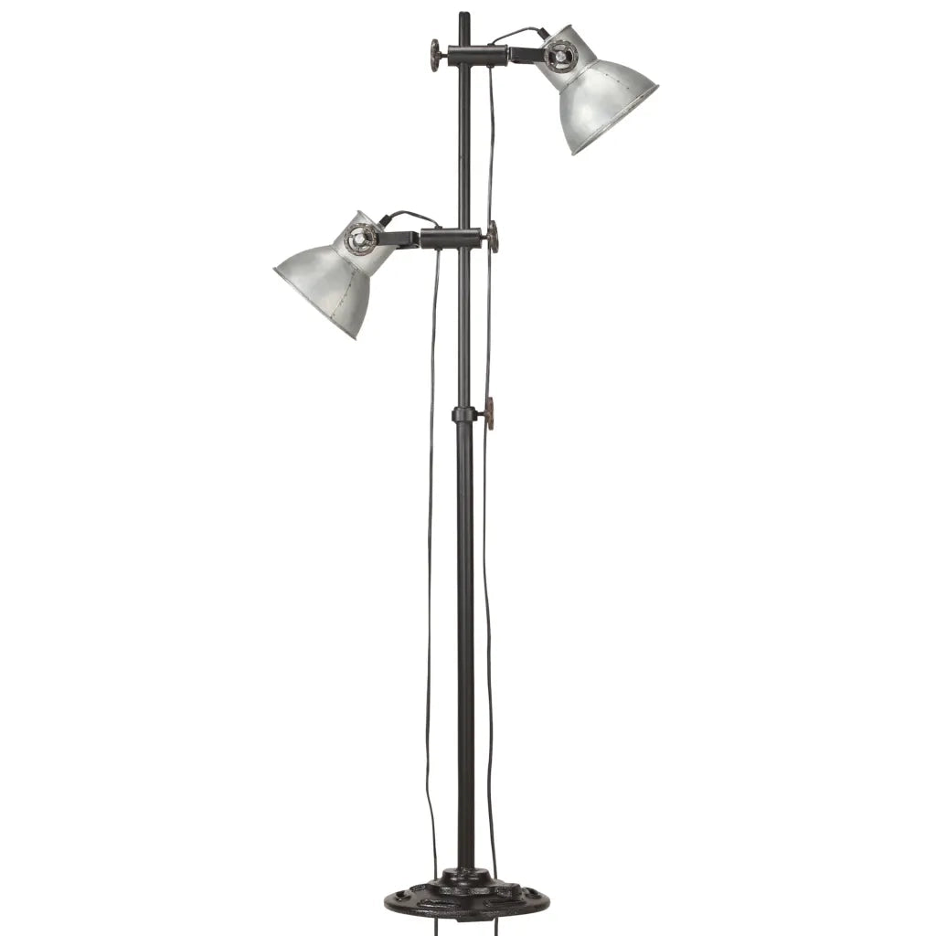 Lampada da Pavimento con 2 Paralumi Argento E27 in Ghisa cod mxl 61289