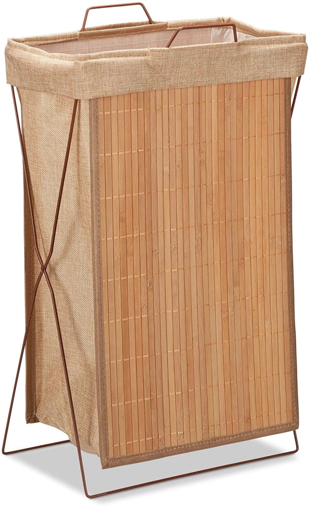 Cesto in bambù da 40 litri sacco per la biancheria pieghevole con manico 61 cm naturale 13_0001911