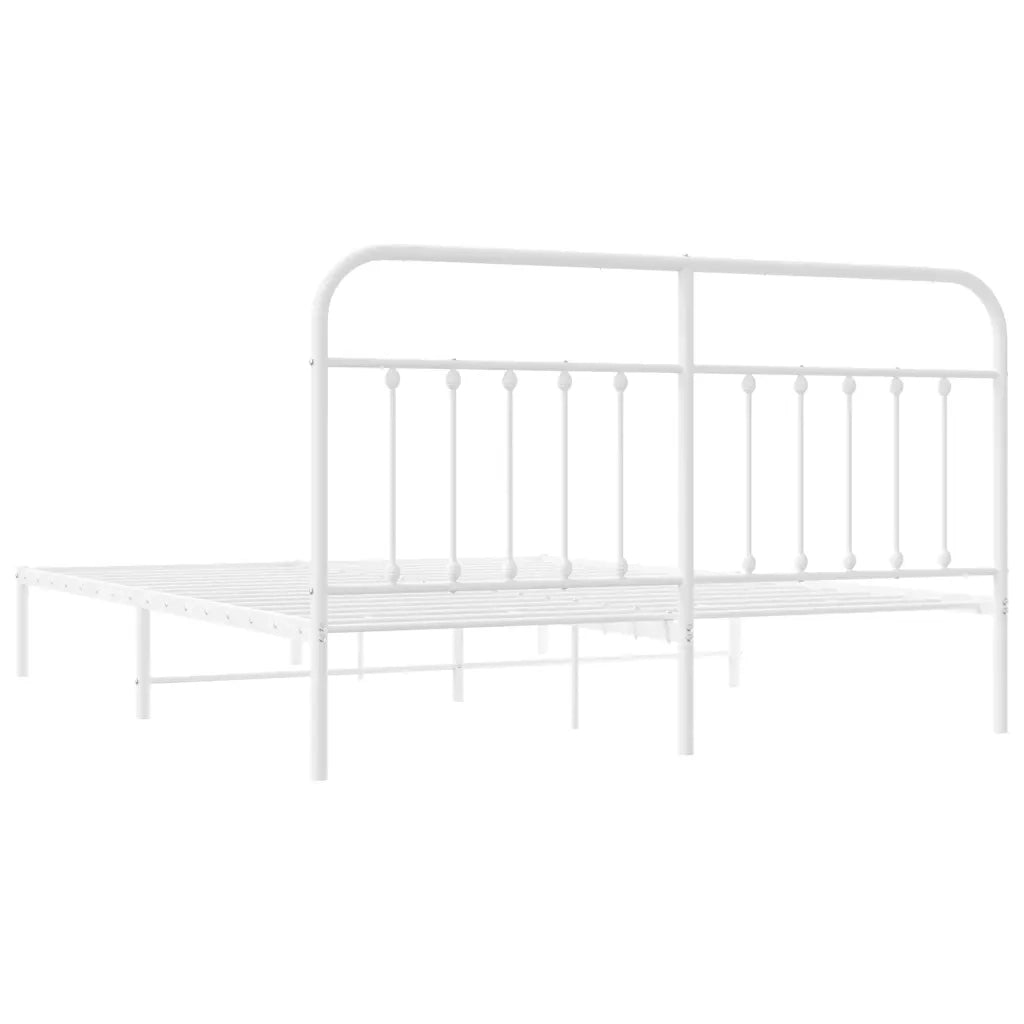 Giroletto con Testiera-Struttura Letto con testiera Metallo Bianco 160x200 cm 901407