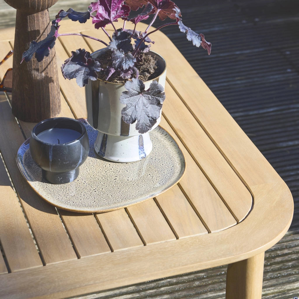 Salotto da giardino ad angolo in legno di acacia, 5 posti, beige
