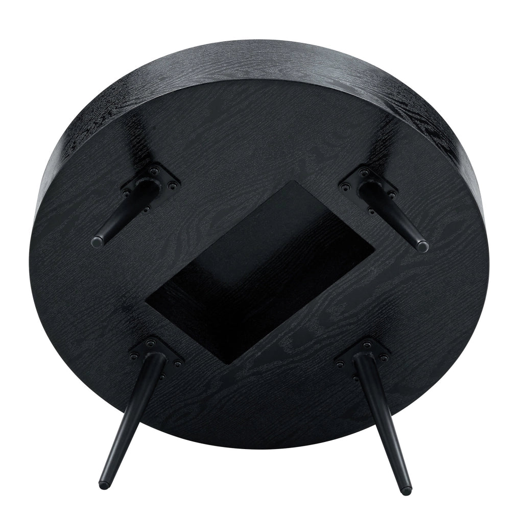 Tavolino da caffè rotondo nero Ø 70 cm in MDF e metallo