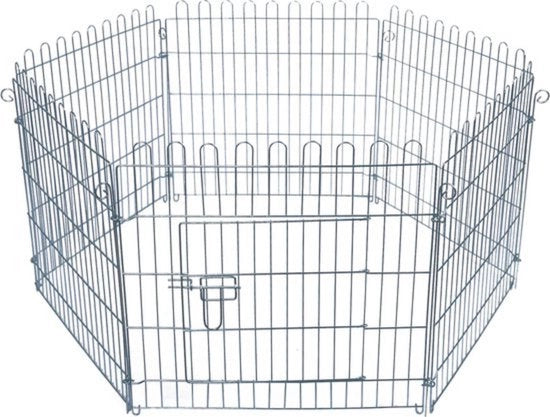 Recinzione per animali pieghevole - gabbia per animali con 6 recinzioni - robusta e pratica - adatta per animali domestici - argento - 63 cm alto