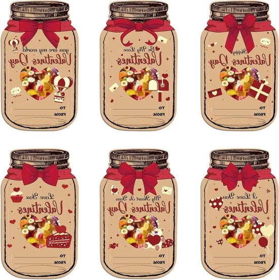 25 Pacchi di Carta Kraft per Bambini - Sostegno per Candela per San Valentino - Carte per Bambini - Scambio di San Valentino - Regalo per Scuola - Classe Ragazzi e Ragazze - Favola per Festa