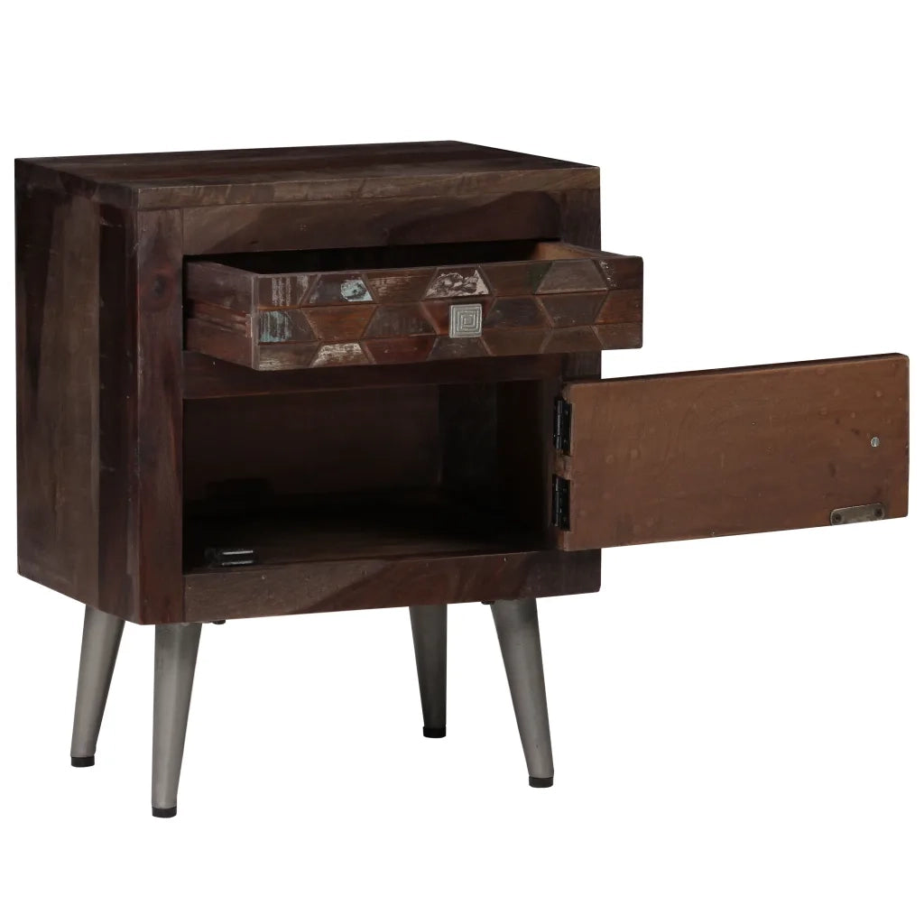 Comodino in Legno Massello di Recupero 40x30x50 cm 245916