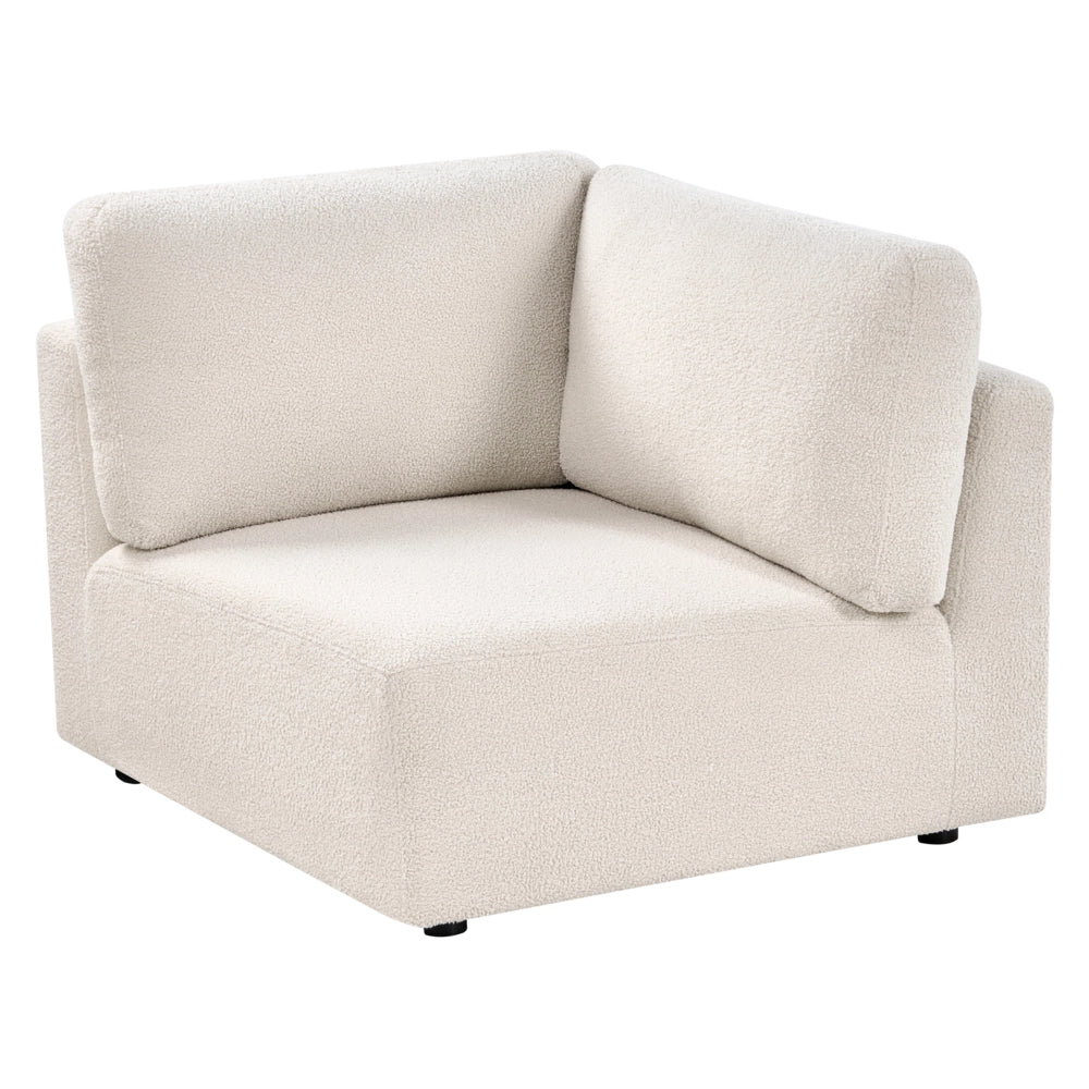 Divano angolare a 1 posto Modulo in tessuto bouclè bianco sporco lato sinistro stile moderno
