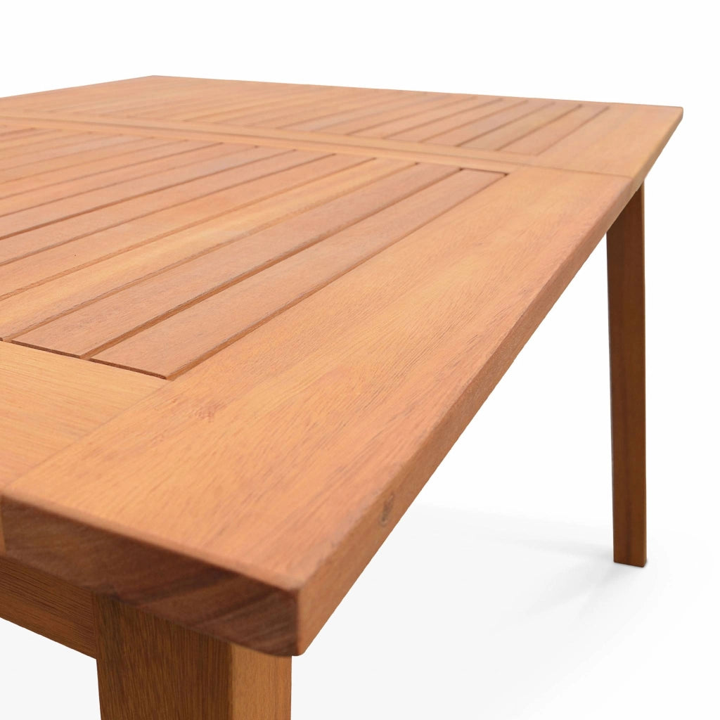 Set tavolo da giardino rettangolare allungabile in legno con 8 sedie,