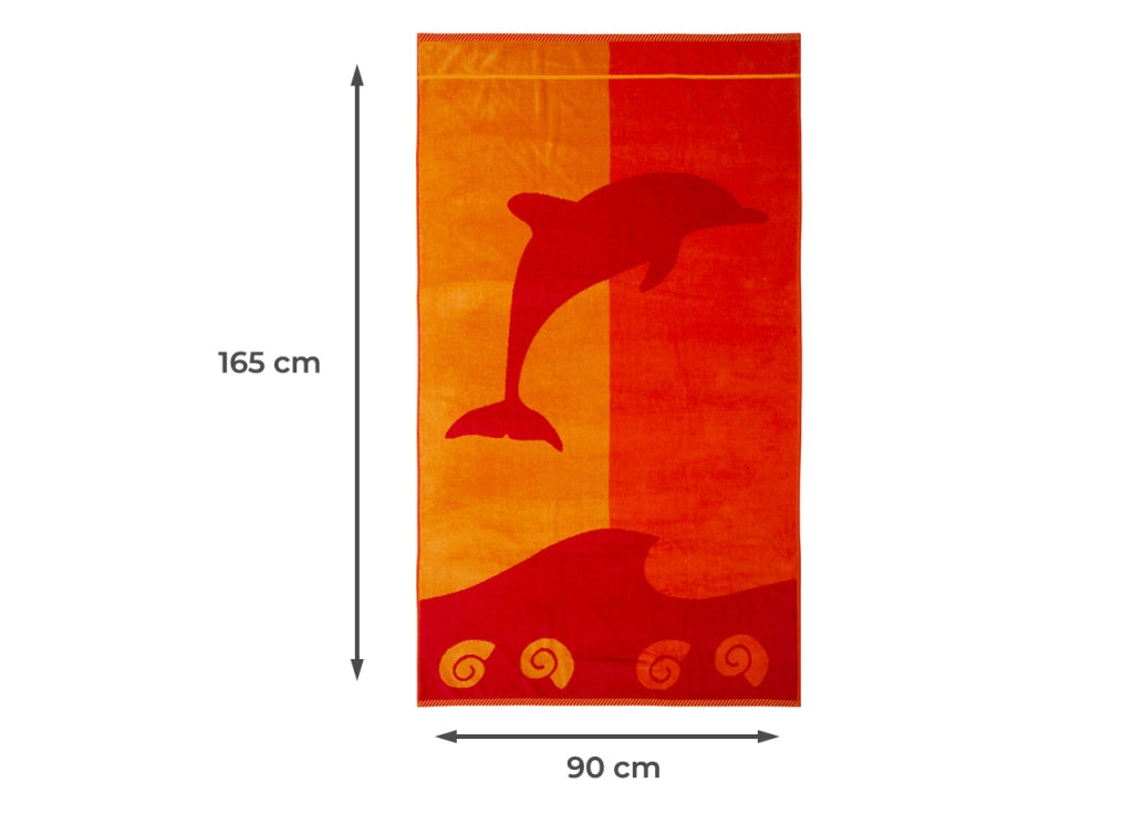 Telo Mare Jacquard Spugna Asciugamano Spiaggia Disegno Flipper - Telo Mare - Arancio