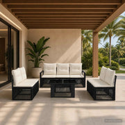 Set Divano da Giardino 8 pz Nero e Bianco Crema polyrattan 3437080