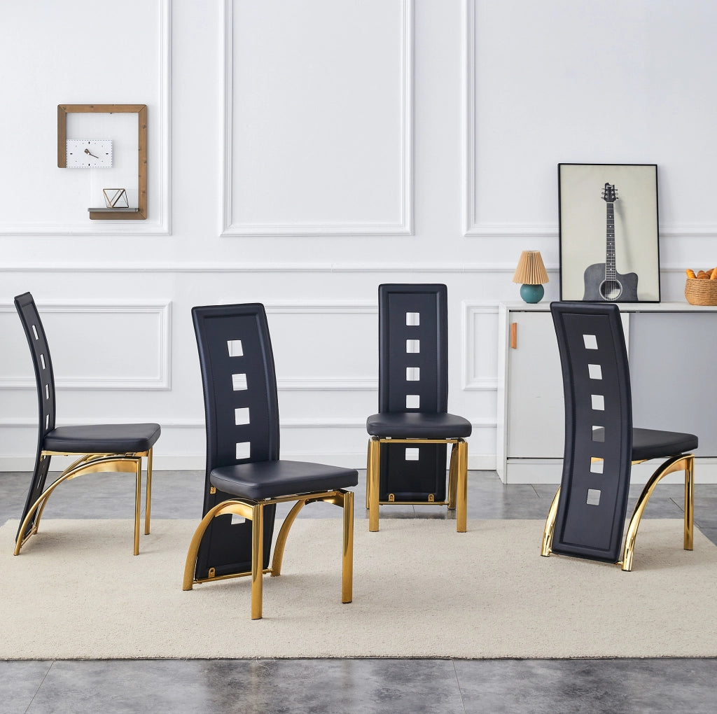 SEDIA da Pranzo 102,5 cm PU Nero e Metallo Oro Set da 2 pezzi