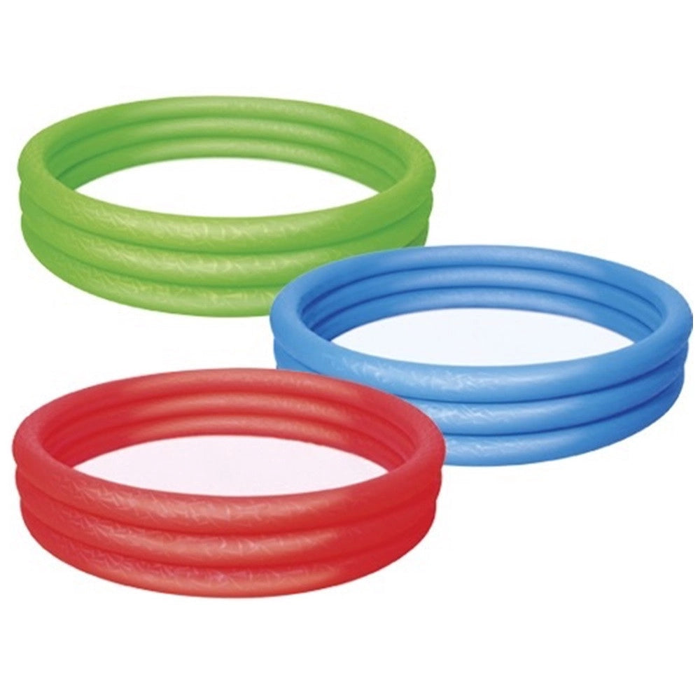 Trade Shop - Piscina Gonfiabile Tinta Unita Effetto Ghiaccio 3 Anelli 152x30cm Giardino 51026 -