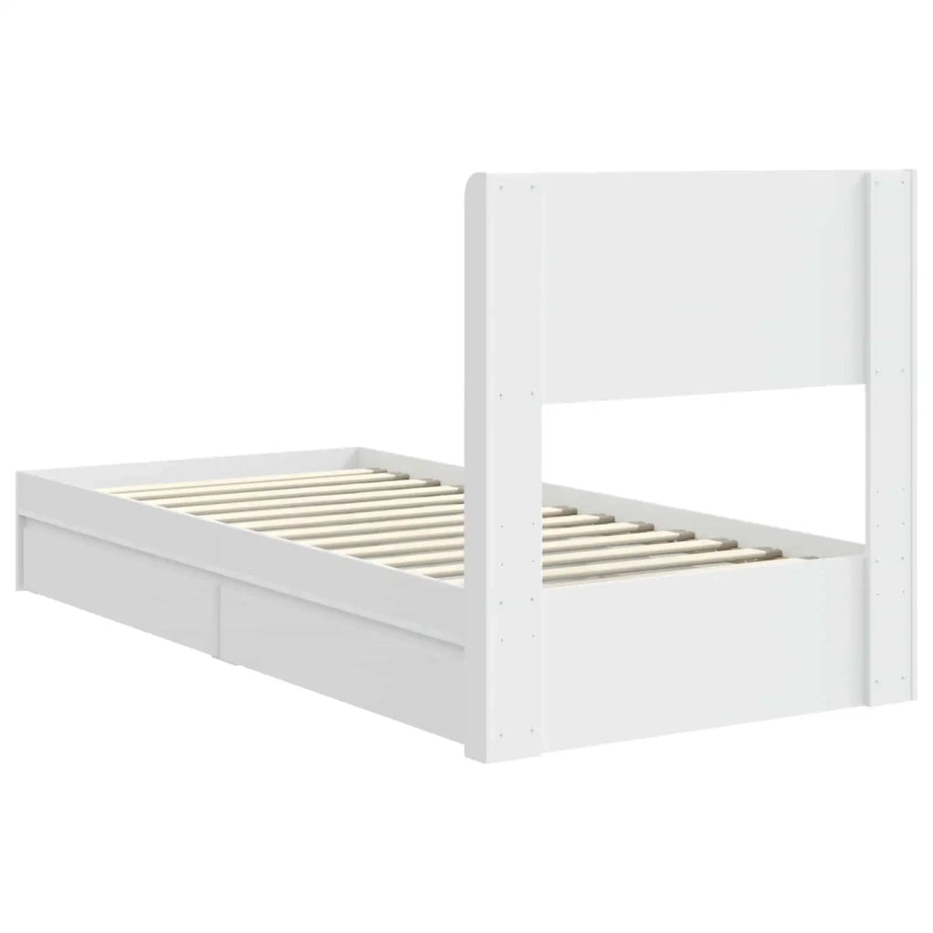 Struttura del letto con stoccaggio e testata Bianco 75 x 190 cm