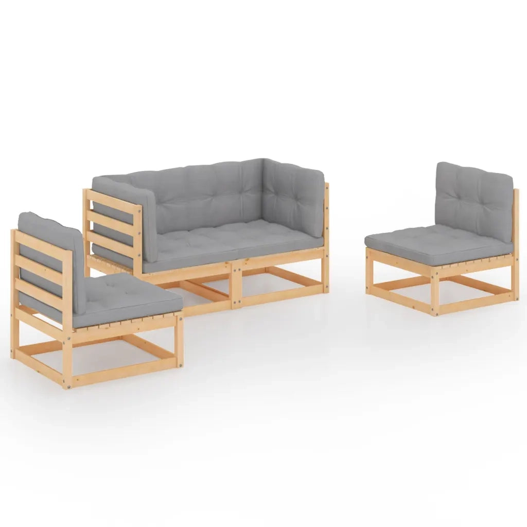 Set Divani da Giardino 4 pz con Cuscini Legno Massello Pino 3076429