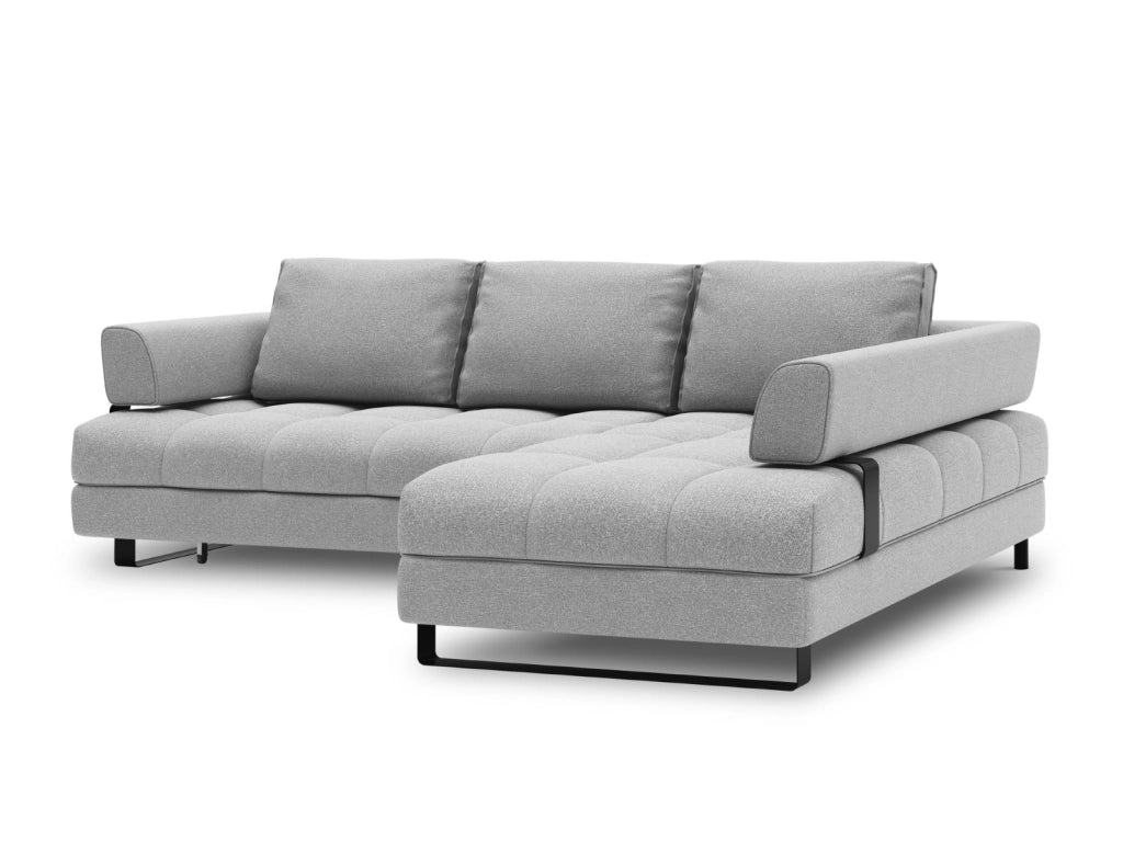 Cosmopolitan Design - Divano convertibile angolare destro con box "Clinton" 5 posti in tessuto strutturato grigio 