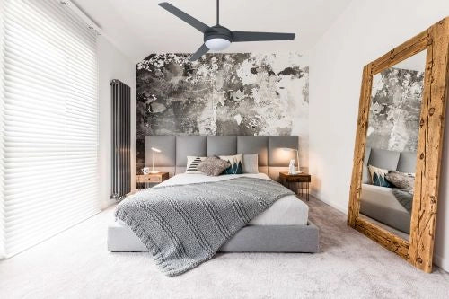 Vam Ventilatore da soffitto Grafite - bianco 132 cm con luce 2xE27 & Telecomando con Sensore Temperatura